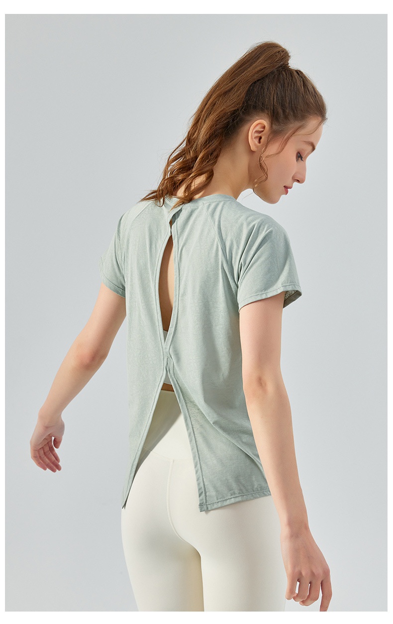 ActiveGo Printemps Été Extérieur Jacquard Fendu Couvre-T-shirt Ajouré Léger, Ample et Respirant pour le sport et le yoga (style européen)_voghion.com