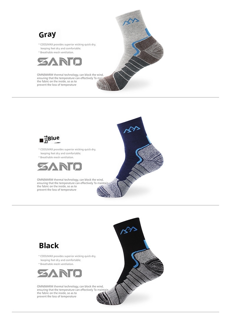 ActiveGo ActiveGo SANTO Verdickte, lange Thermosocken für Wandern, Laufen und Trekking, atmungsaktiv, geruchshemmend, schnelltrocknend, für Herren_voghion.com