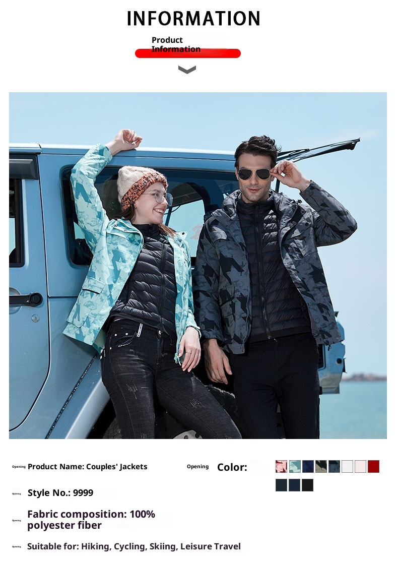 ActiveGo New Outdoor Down Tre in Uno 0,05 kg Set di Pezzi Giacca Invernale Uomo e Donna Tuta da Alpinismo Cappotto Staccabile_voghion.com