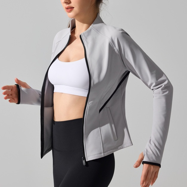 ActiveGo Cross-Border Barely-There Skin-Friendly Fleece Warm Yoga Jacket Autumn Winter Outdoor Running Workout Sports Fitness_voghion.com