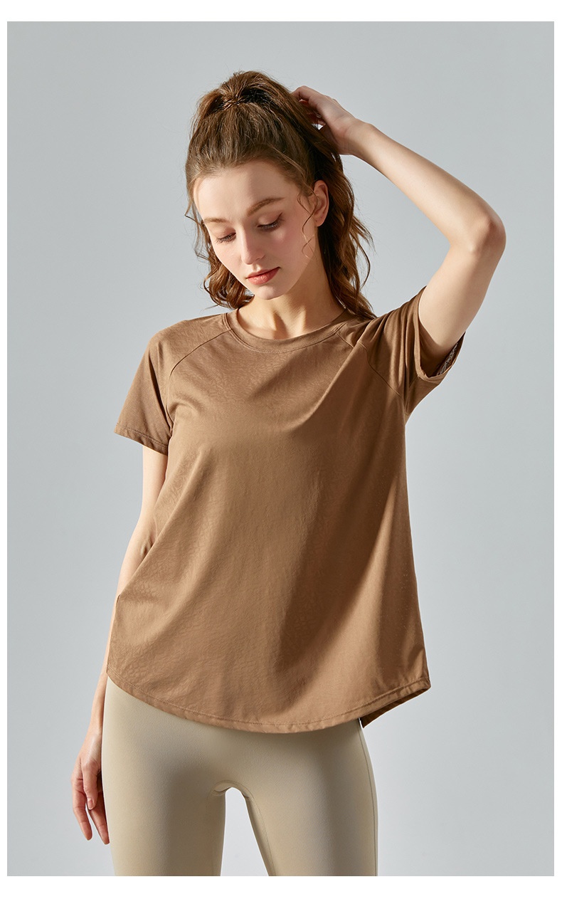 ActiveGo Printemps Été Extérieur Jacquard Fendu Couvre-T-shirt Ajouré Léger, Ample et Respirant pour le sport et le yoga (style européen)_voghion.com