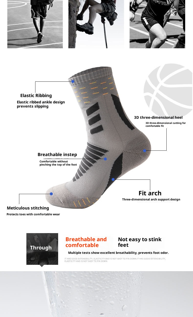 Chaussettes de sport ActiveGo ActiveGo Outdoor Marathon Running Hiking Sports Four Seasons Towel Bottom Thicked Unisex Wear-Resistant Non Slip Trekking Socks_voghion.com