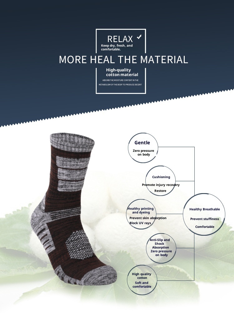 ActiveGo Two Wolves Outdoor Herren-Socken mit verdickter Frotteesohle, ideal zum Wandern im Herbst und Winter, schweißabsorbierend und deodorierend, mittelhoch geschnitten_voghion.com