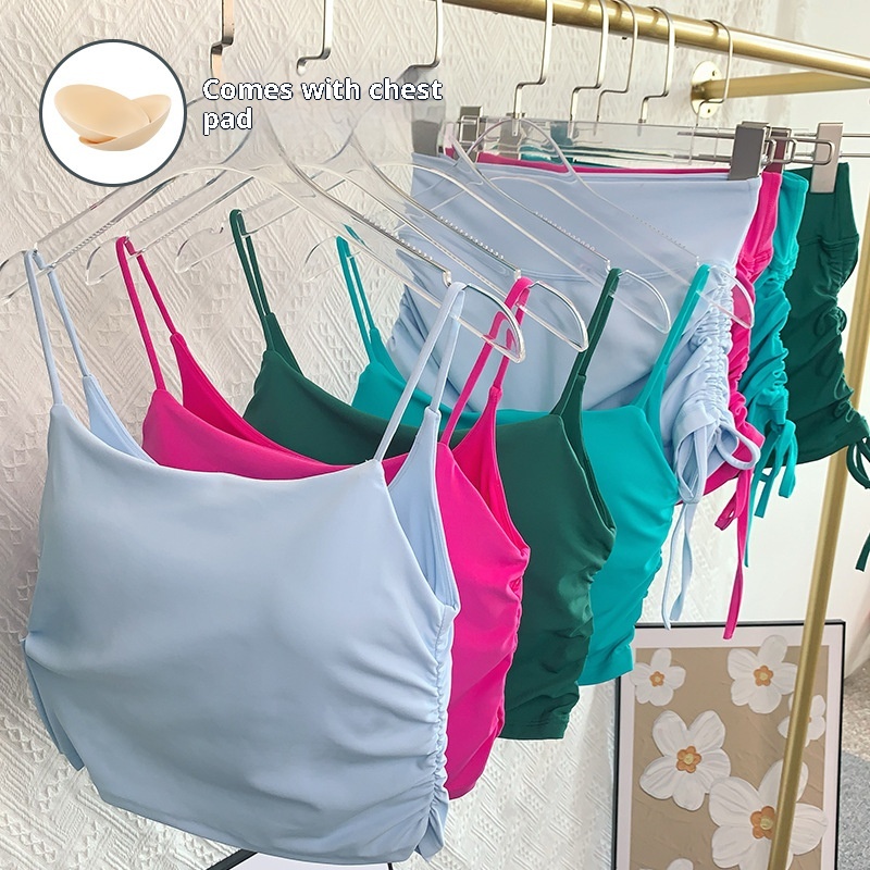 ActiveGo Nude Feel Trendy Ruched Backless Strap Yoga Bra For Women Pilates Running Outdoor Sports Fitness Vest_voghion.com