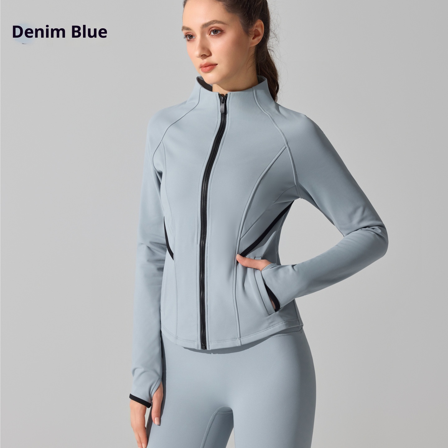 ActiveGo Cross-Border Barely-There Skin-Friendly Fleece Warm Yoga Jacket Autumn Winter Outdoor Running Workout Sports Fitness_voghion.com