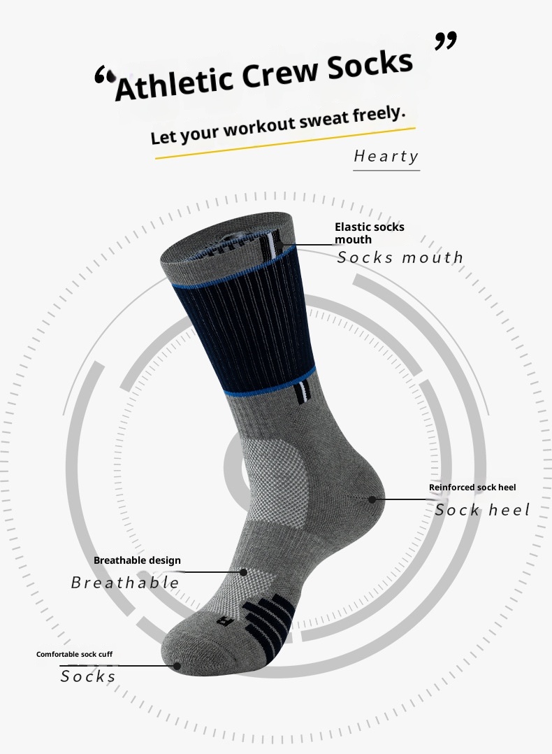 ActiveGo Outdoor-Sportsocken für Herren, mittelhoch, mit verdickter Frotteesohle, ideal zum Wandern, Laufen und Basketball (Großhandel)_voghion.com