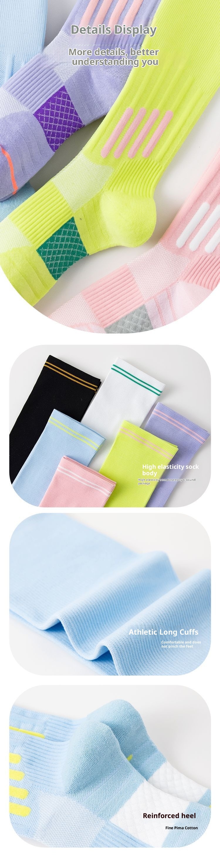 ActiveGo ActiveGo Running Sport Tennis Ciclismo Asciugamano Fondo Escursionismo Calzini Pressione Assorbimento Umidità Esterno Lungo Tubo Neve Antiscivolo_voghion.com