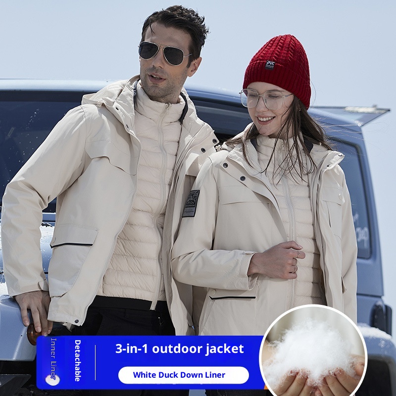 ActiveGo New Outdoor Down Tre in Uno 0,05 kg Set di Pezzi Giacca Invernale Uomo e Donna Tuta da Alpinismo Cappotto Staccabile_voghion.com