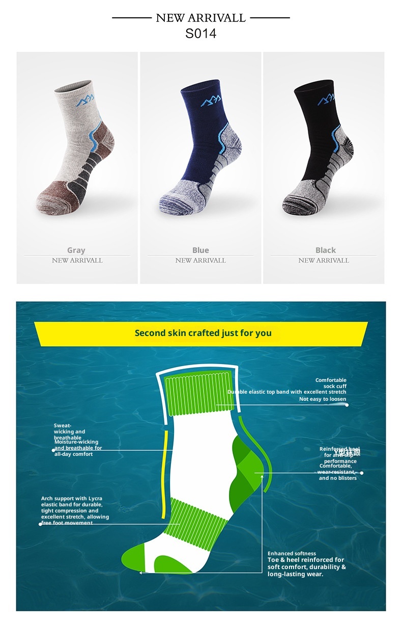 ActiveGo ActiveGo SANTO Calzini da trekking traspiranti ad asciugatura rapida da uomo, spessi, caldi e a metà polpaccio, per attività all'aperto_voghion.com