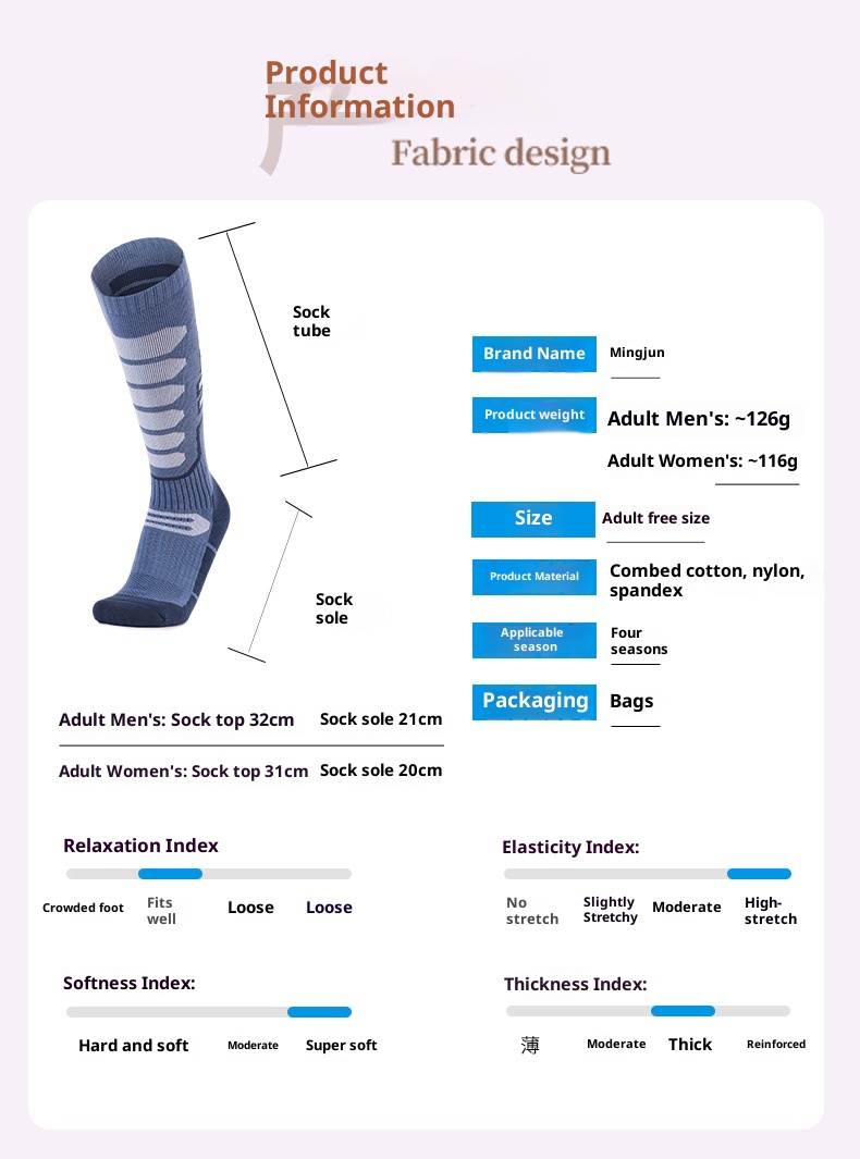 ActiveGo ActiveGo Men And Women Thickened Towel Bottom Hiking Breathable Moisture Absorption Outdoor Long Tube Snow Non-Slip Warm_voghion.com