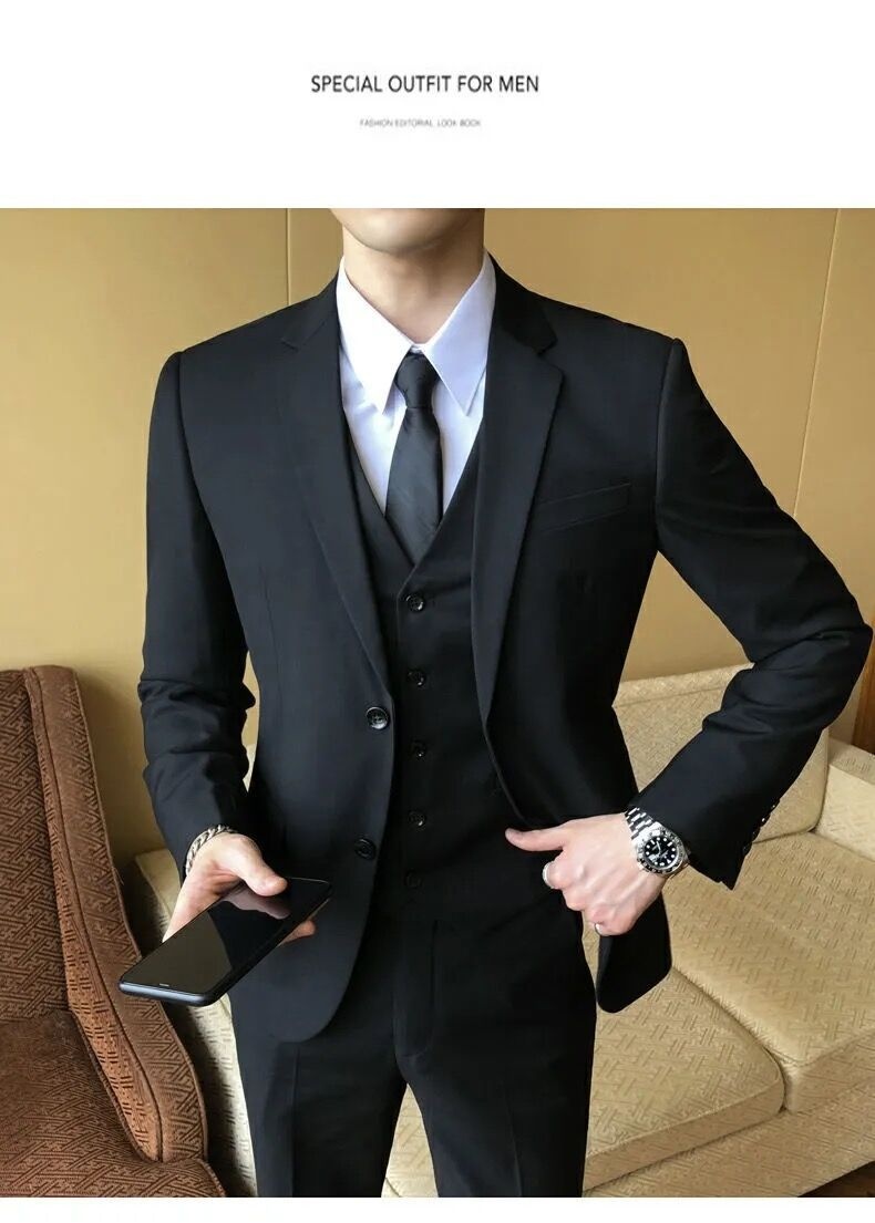 Completo da uomo in stile coreano, giacca, uniforme di gruppo, sposo, sposo, matrimonio, business, professionale, formale, piccolo abito per uomo_voghion.com