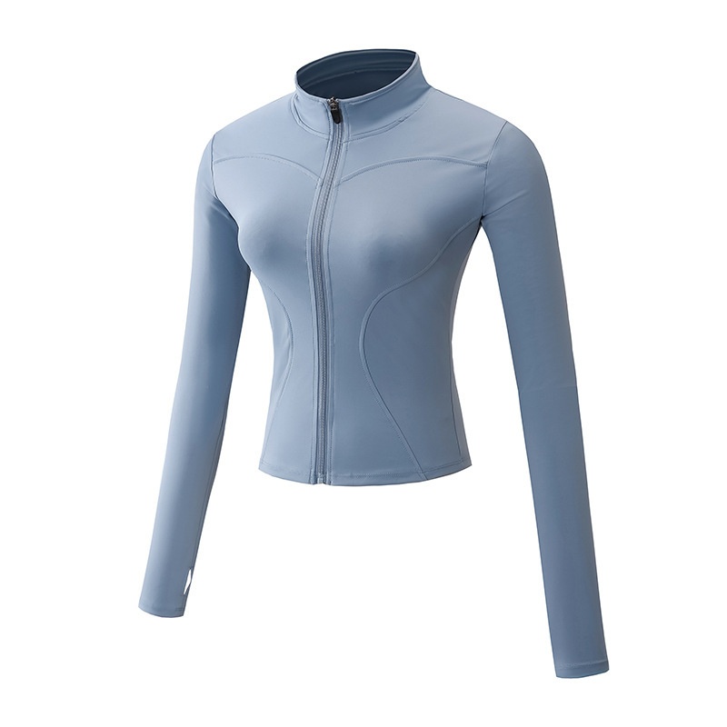 ActiveGo Yoga Abbigliamento Giacca con cerniera Manica lunga Outdoor Running Fitness Training Abbigliamento sportivo Asciugatura rapida Slim Fit Top dimagrante_voghion.com