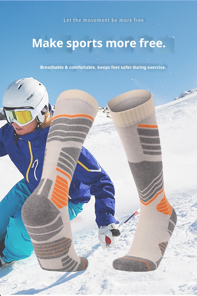 ActiveGo ActiveGo Two Wolves Cross-Border Women's Ski Sports Thickened Hiking Towel Bottom Sweat-Absorbing Warm Long Tube Socks_voghion.com