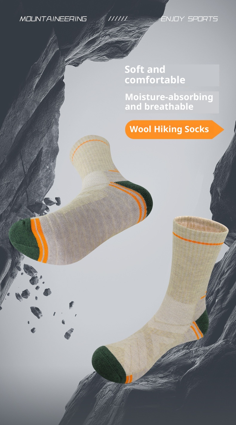 Calzini da trekking unisex ActiveGo ActiveGo Merino Wool Mid-Calf Warm Snow Professional Ski Antiscivolo Assorbimento del sudore Fondo in asciugamano_voghion.com