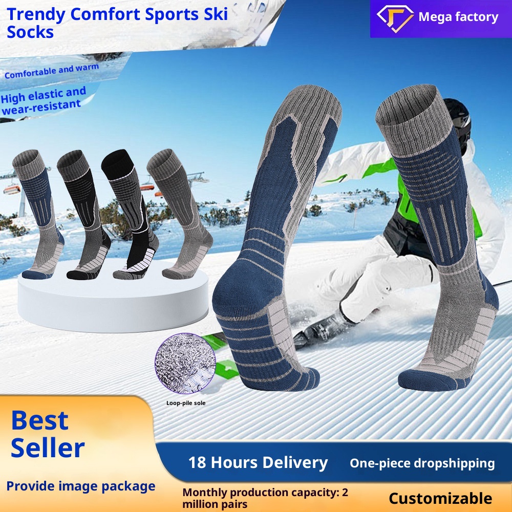 ActiveGo ActiveGo Nuovi calzini da sci professionali per uomo e donna, caldi, antiscivolo, fondo in asciugamano, spessi, tubolari alti, calzini sportivi da escursionismo_voghion.com