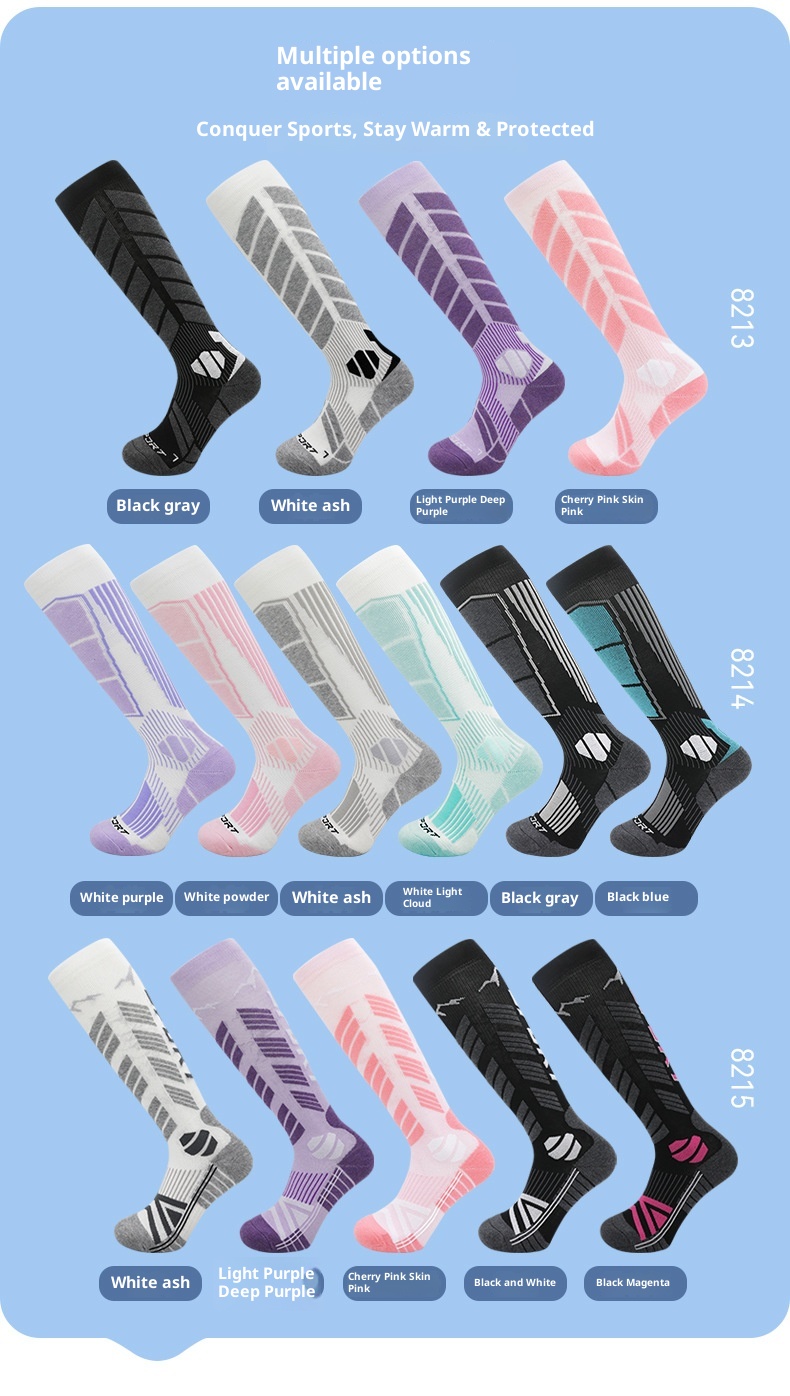 Calzini da trekking ActiveGo Professional Long Tube da sci e sport all'aria aperta, in lana merino, con fondo in spugna ispessito e assorbimento del sudore_voghion.com