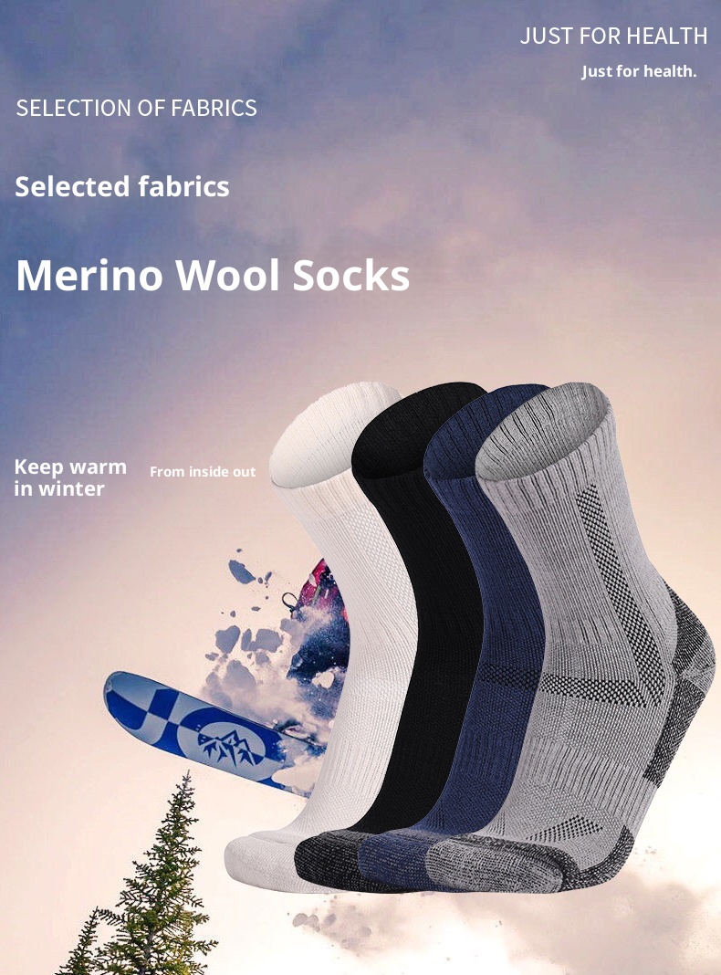 ActiveGo ActiveGo Calzini da uomo in lana merino, spessi, caldi, per escursionismo, sci, sport, alpinismo, neve_voghion.com