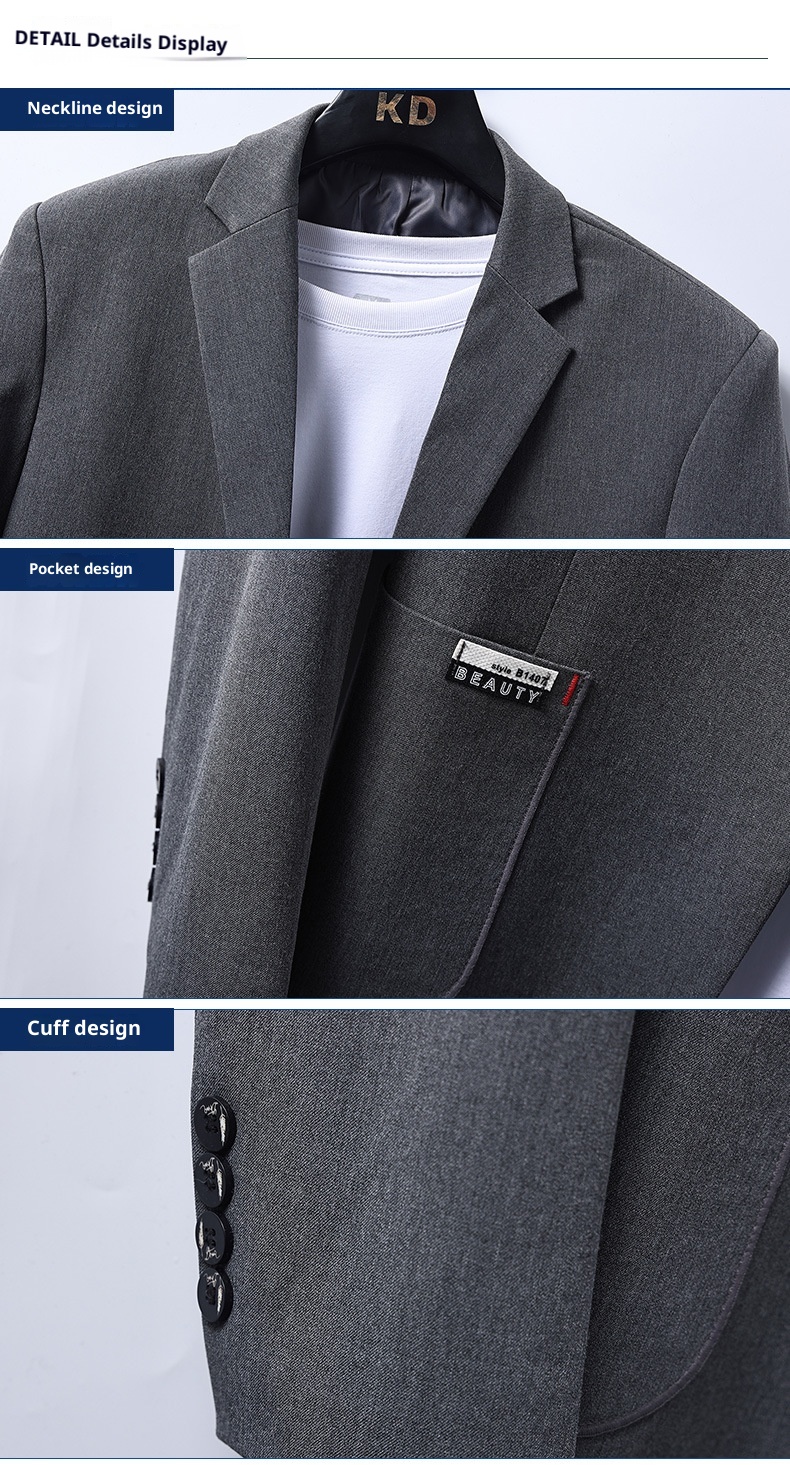 Erkekler İçin 1 Takım Elbise Ceket, Sonbahar ve Kış Yeni Stili, Erkek İş Gündelik Yün Takım Elbise, Düz Renk Kore Versiyonu Yün_voghion.com
