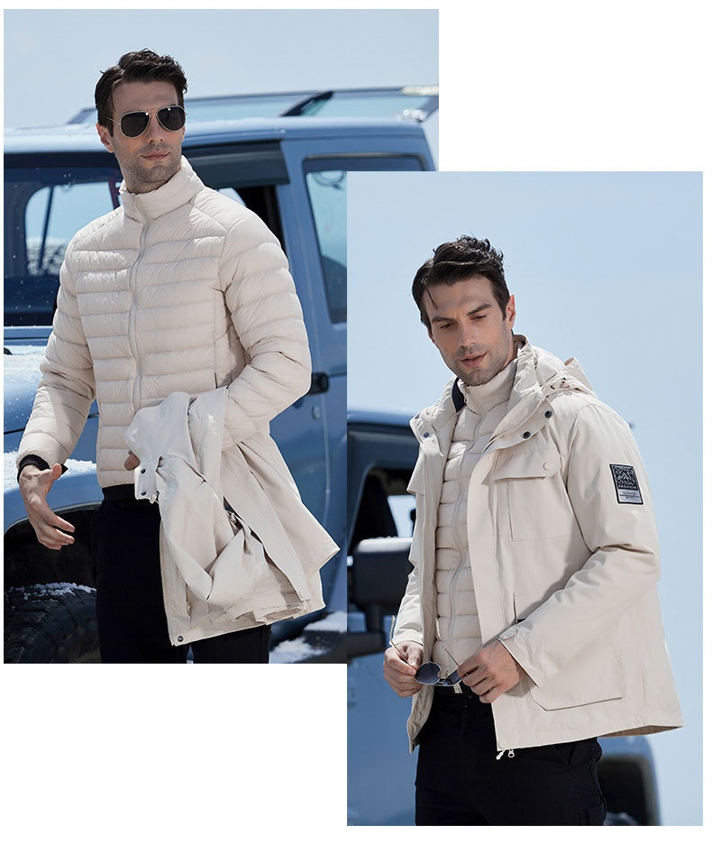 ActiveGo New Outdoor Down Tre in Uno 0,05 kg Set di Pezzi Giacca Invernale Uomo e Donna Tuta da Alpinismo Cappotto Staccabile_voghion.com