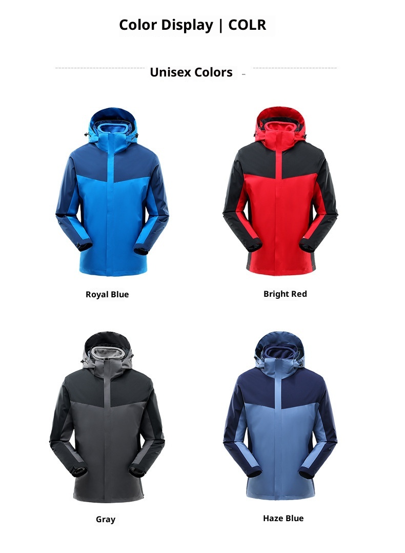 ActiveGo Outdoor Jacket 3-in-1 Set For Men And Women Detachable Windproof Waterproof Workwear Hiking Suit_voghion.com