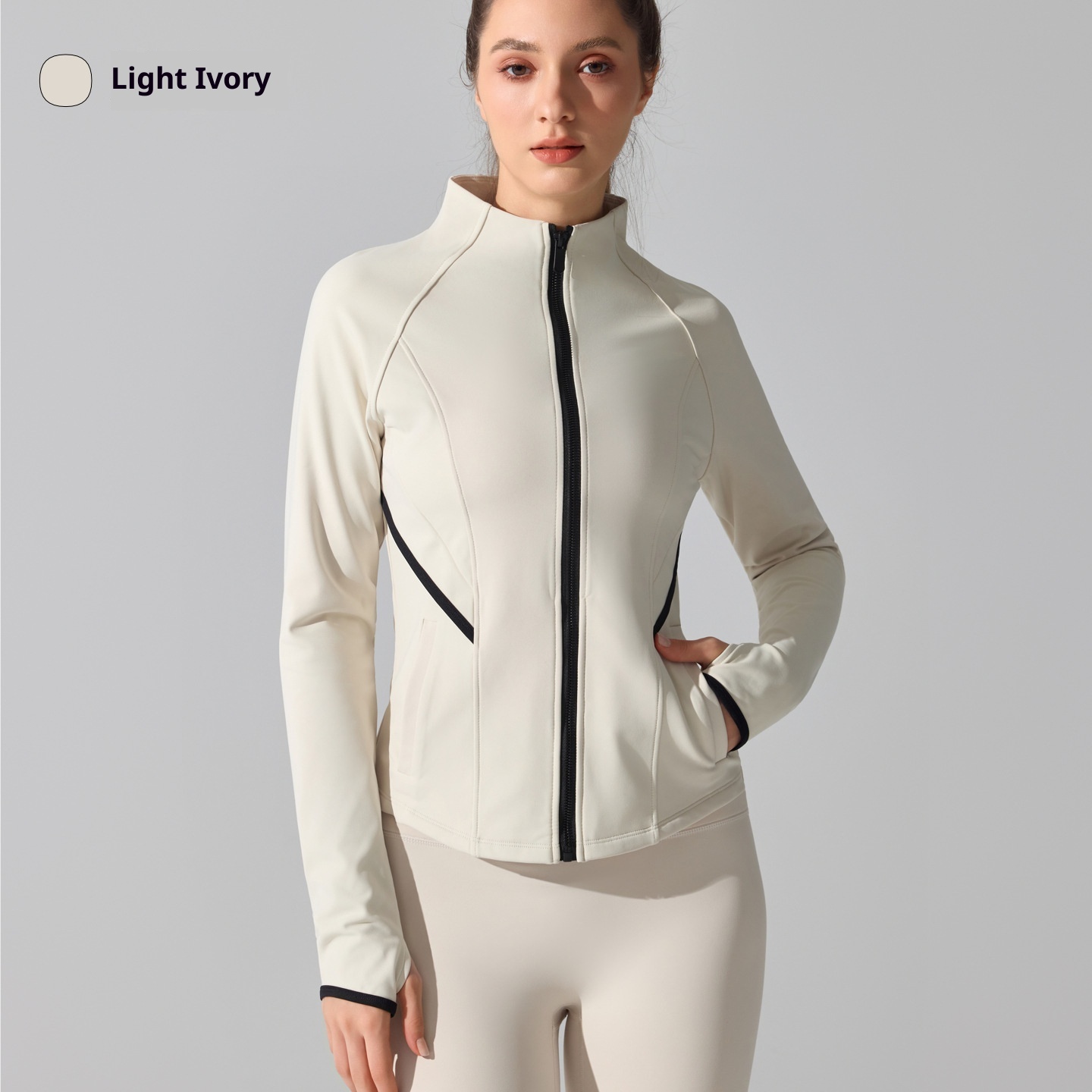 ActiveGo Cross-Border Barely-There Skin-Friendly Fleece Warm Yoga Jacket Autumn Winter Outdoor Running Workout Sports Fitness_voghion.com