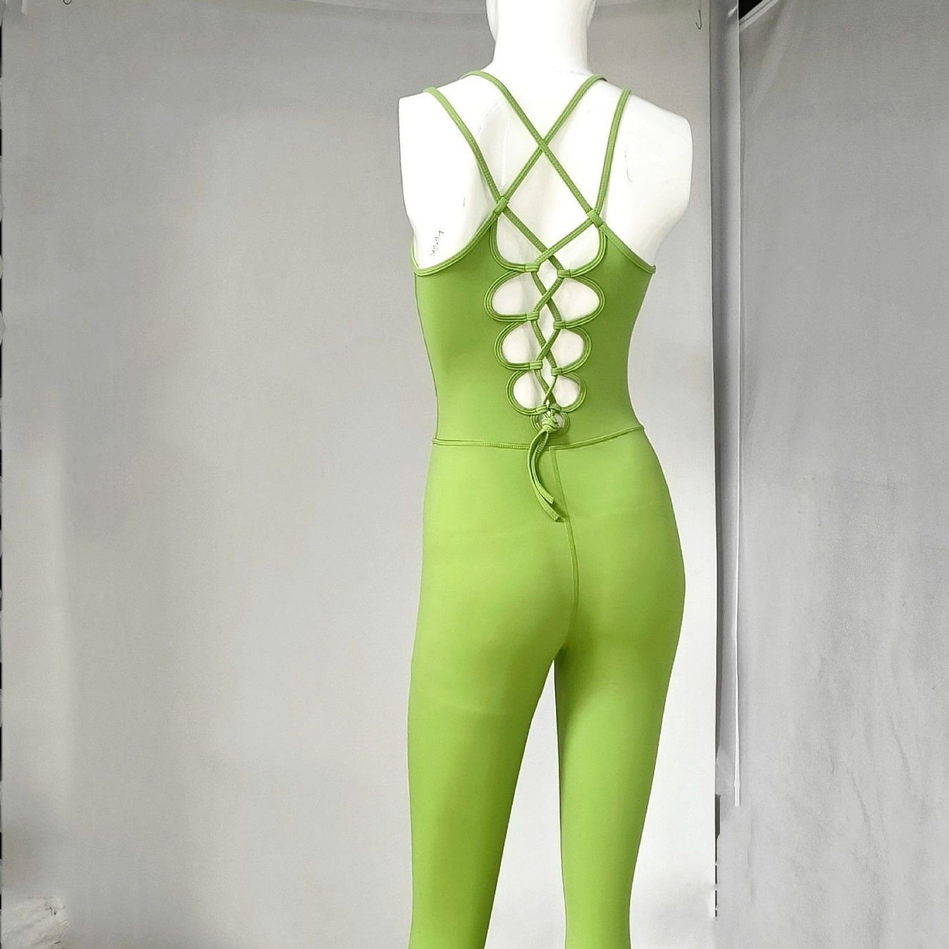 ActiveGo Fashion Tie Cross Back Yoga Fitness One-Piece Jumpsuit Aerial Dance Outfit Outdoor Sports Backless_voghion.com