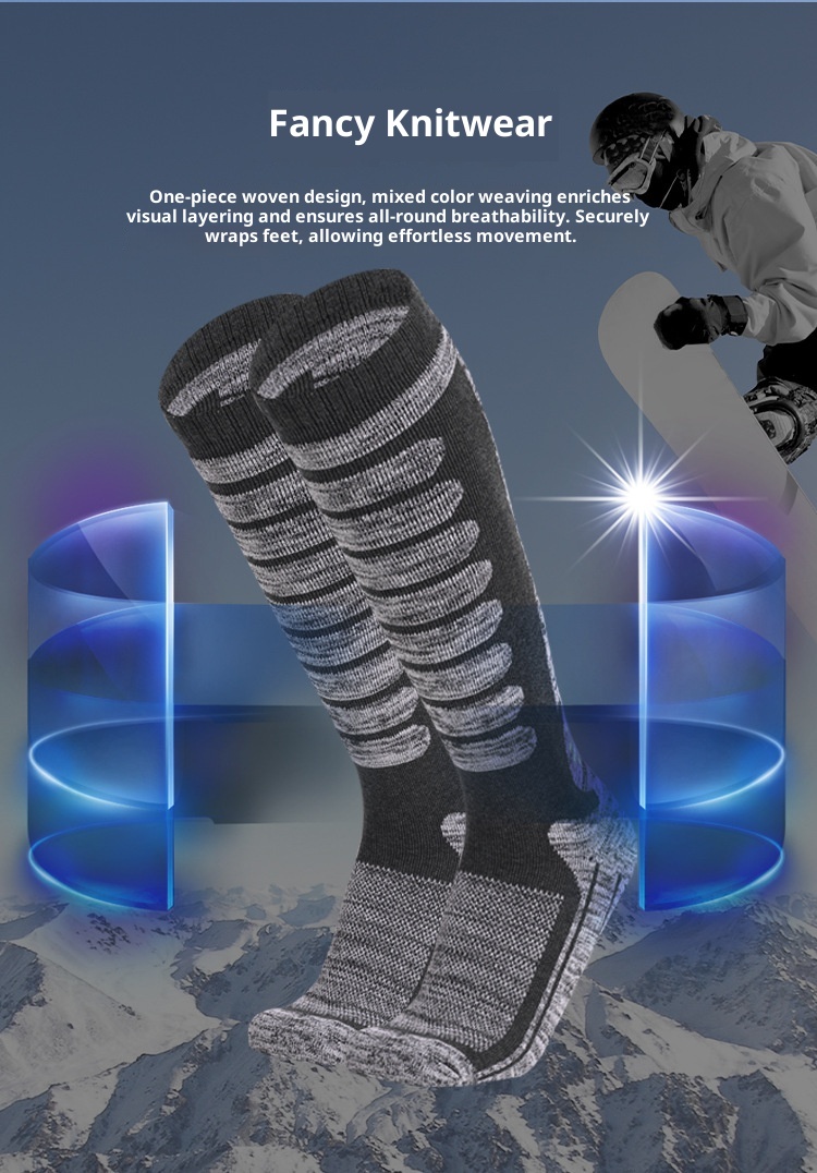 ActiveGo ActiveGo Calzini lunghi da sci per sport all'aria aperta, spessi, da trekking, con fondo in asciugamano, assorbimento del sudore, calore, produttore, in magazzino all'ingrosso_voghion.com