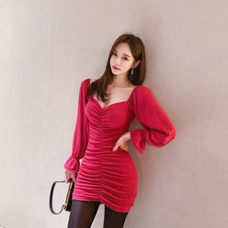 Robe mini moulante à épaules dénudées et froncée GraceChic, style coréen, idéale pour le printemps et les soirées mondaines._voghion.com