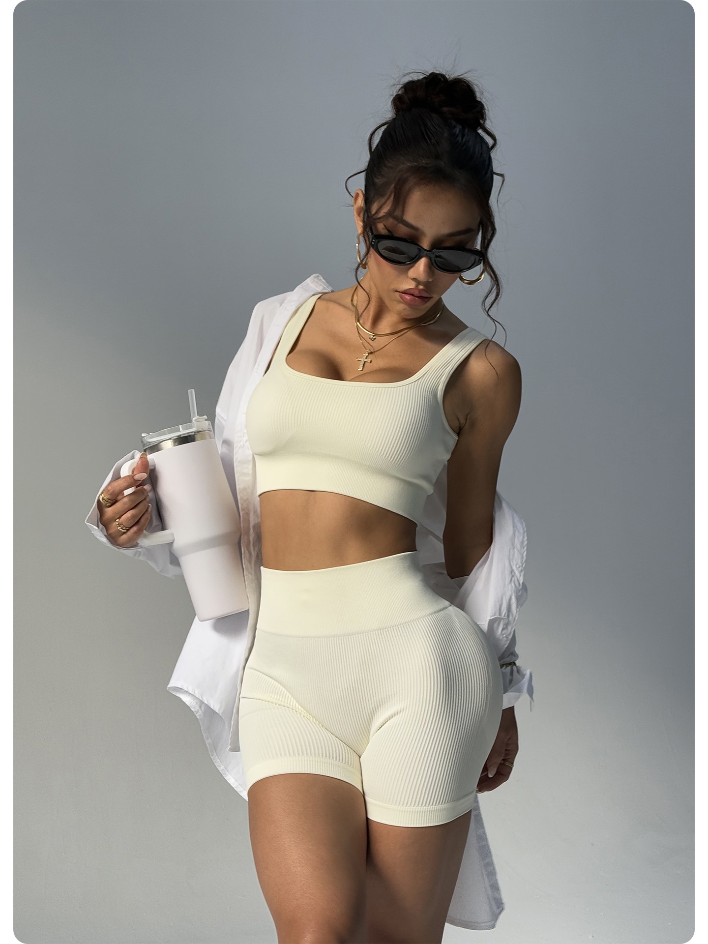 ActiveGo Hujin Outdoor Sports Seamless Yoga Quick-Dry Beautiful Back Fitness Clothing European And American Slimming_voghion.com