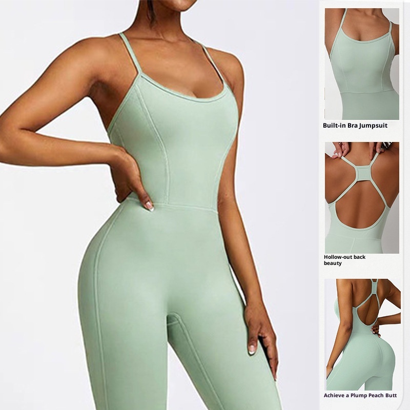 ActiveGo Cross-Border Seamless Sexy Peach Butt Yoga Wear Women High Elastic Slim Fit Fitness Outdoor Sports One-Piece Bodysuit L1_voghion.com