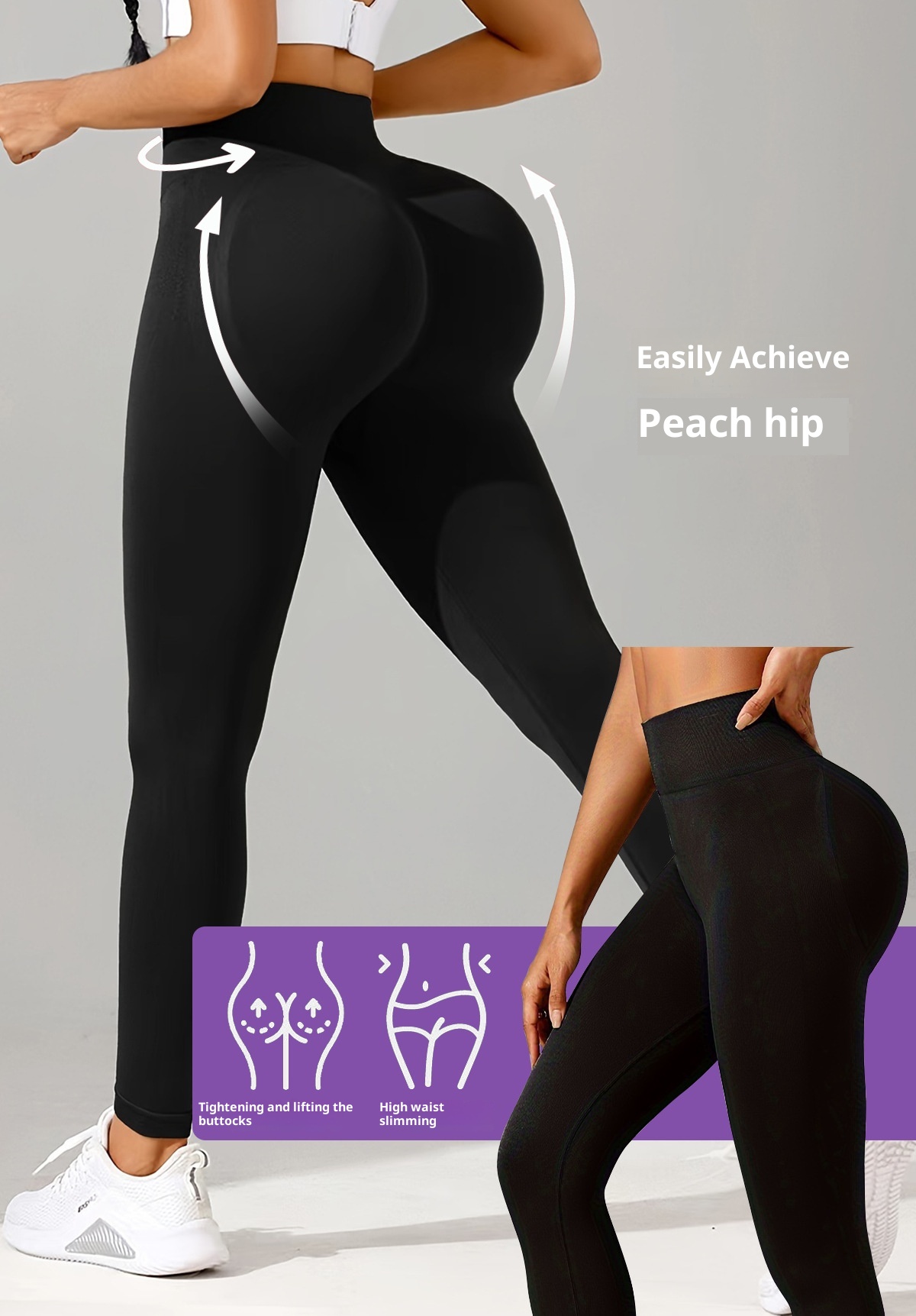 Pantalon de yoga ActiveGo Cro-Border Wear taille haute, effet push-up, pour femme, idéal pour le sport et l'entraînement en extérieur._voghion.com