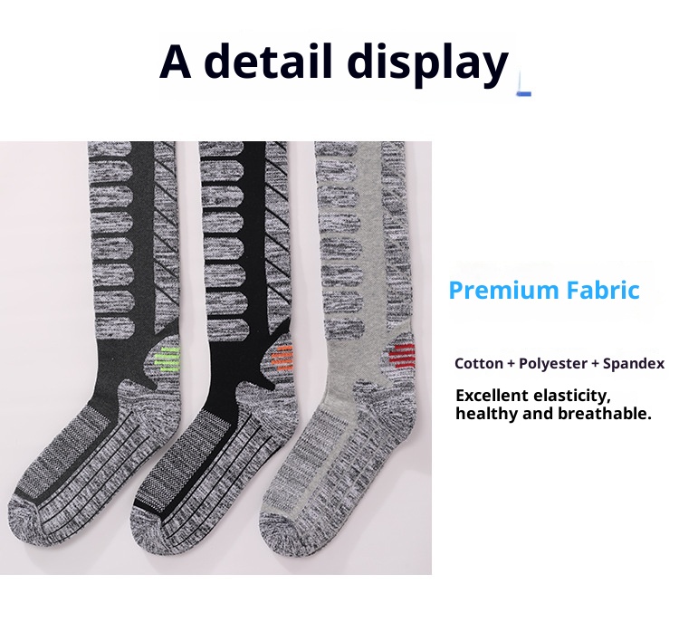 ActiveGo ActiveGo Calzini lunghi da sci per sport all'aria aperta, spessi, da trekking, con fondo in asciugamano, assorbimento del sudore, calore, produttore, in magazzino all'ingrosso_voghion.com