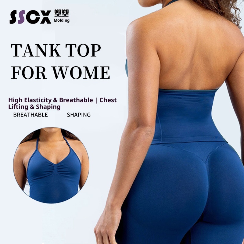 ActiveGo Cross-Border DFYNE Alternative High Elastic Nylon Top With Chest Pad Seamless Halter Neck Sports Outdoor Vest Summer_voghion.com