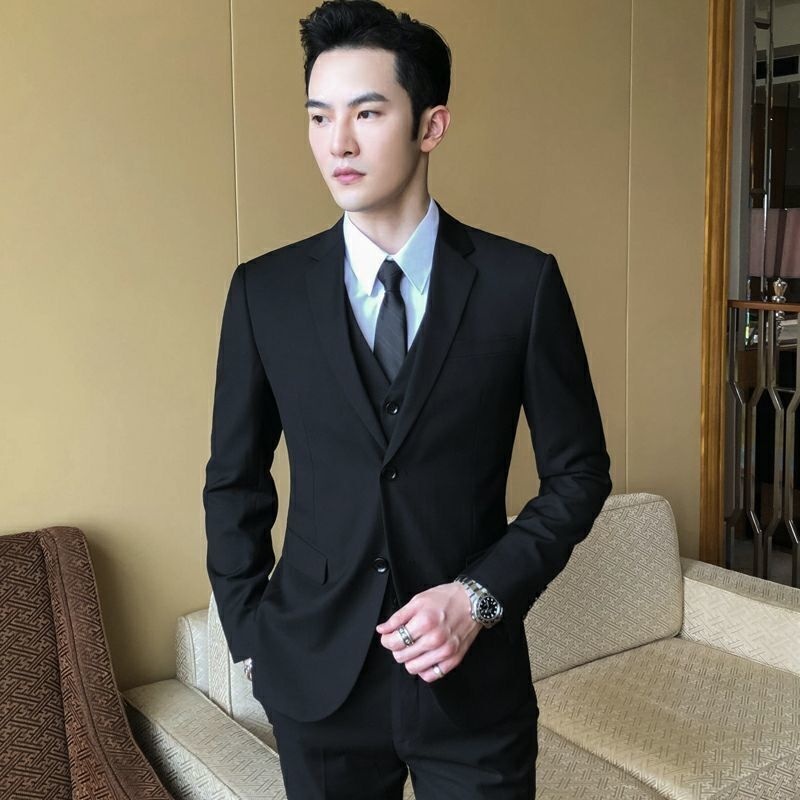 Completo da uomo in stile coreano, giacca, uniforme di gruppo, sposo, sposo, matrimonio, business, professionale, formale, piccolo abito per uomo_voghion.com