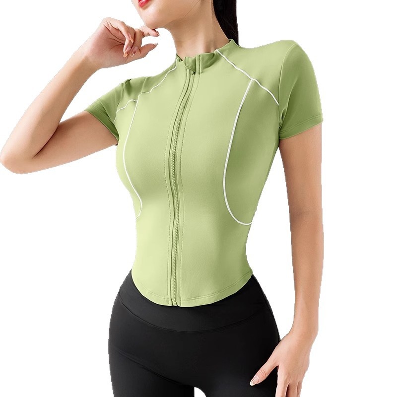 Camiseta de manga corta ActiveGo Summer Yoga, corte ajustado, ideal para fitness, running, ciclismo y entrenamiento al aire libre. Secado rápido._voghion.com