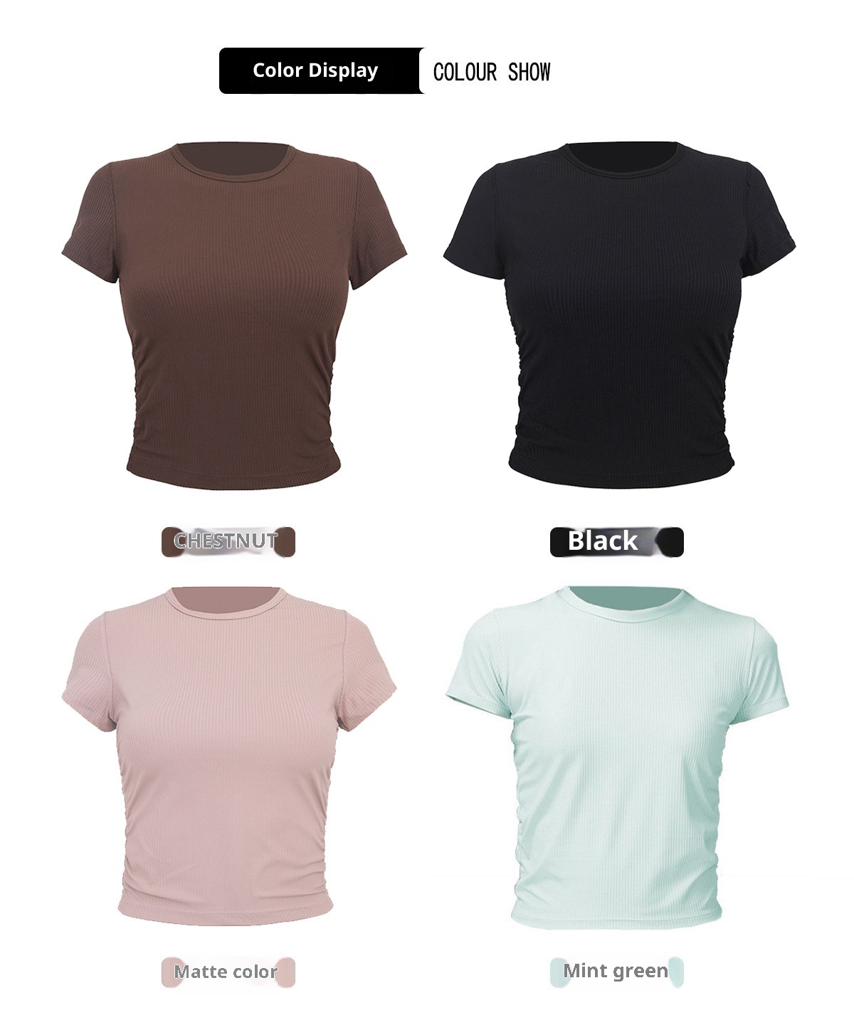 T-shirt de yoga ActiveGo Lu pour femme, séchage rapide, manches courtes, coupe ajustée, idéal pour le sport, le fitness et l'entraînement décontracté._voghion.com