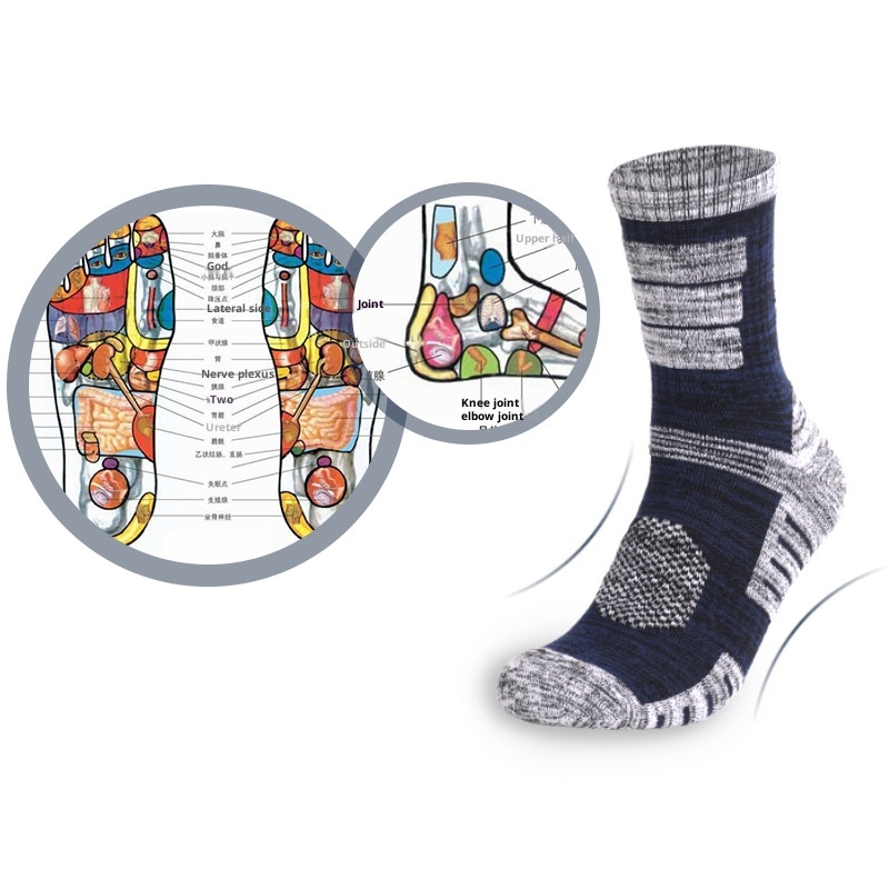 ActiveGo Two Wolves Outdoor Herren-Socken mit verdickter Frotteesohle, ideal zum Wandern im Herbst und Winter, schweißabsorbierend und deodorierend, mittelhoch geschnitten_voghion.com