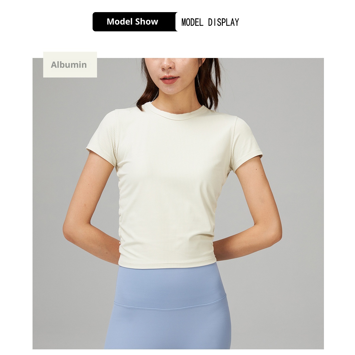 T-shirt de yoga ActiveGo Lu pour femme, séchage rapide, manches courtes, coupe ajustée, idéal pour le sport, le fitness et l'entraînement décontracté._voghion.com