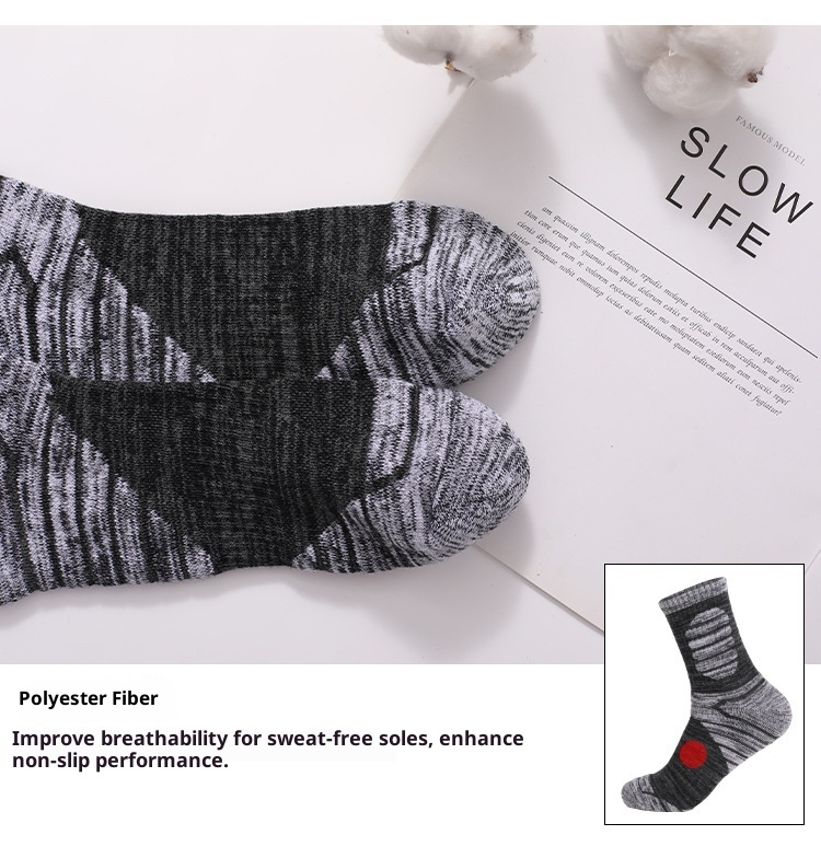 ActiveGo ActiveGo Two Wolves Outdoor Thickened Towel Bottom Autumn Winter Sweat-Absorbing Odor-Resistant Mid-Calf Sports Hiking Thermal_voghion.com