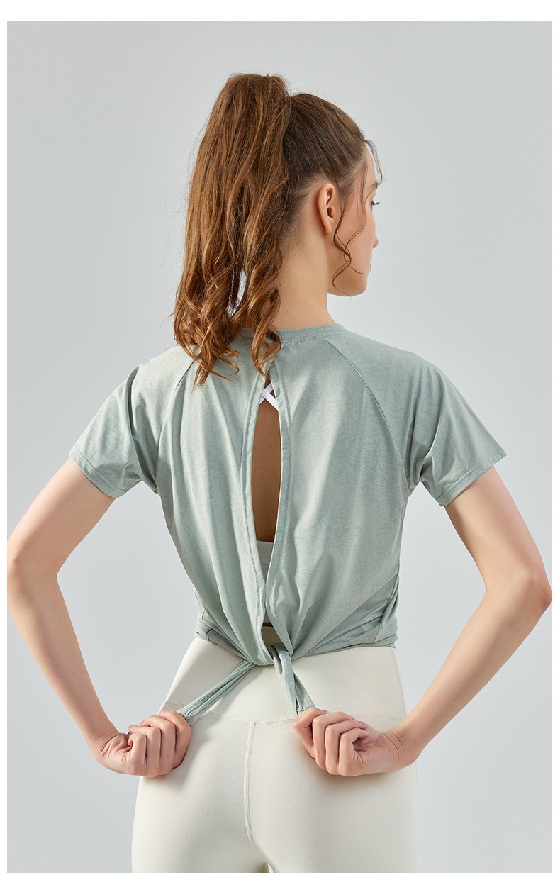 ActiveGo Printemps Été Extérieur Jacquard Fendu Couvre-T-shirt Ajouré Léger, Ample et Respirant pour le sport et le yoga (style européen)_voghion.com