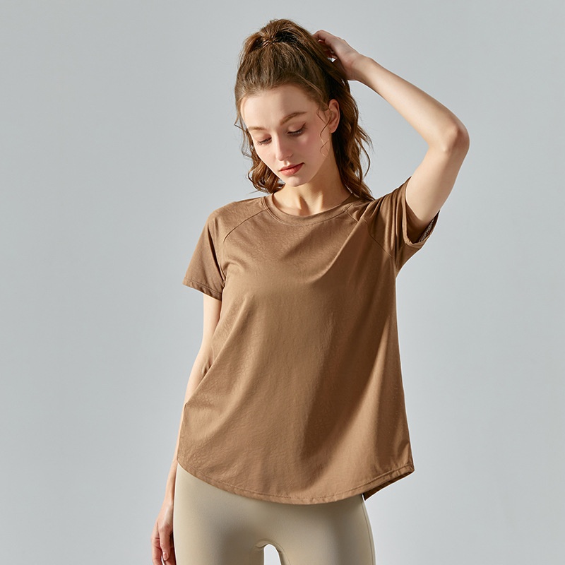 ActiveGo Printemps Été Extérieur Jacquard Fendu Couvre-T-shirt Ajouré Léger, Ample et Respirant pour le sport et le yoga (style européen)_voghion.com