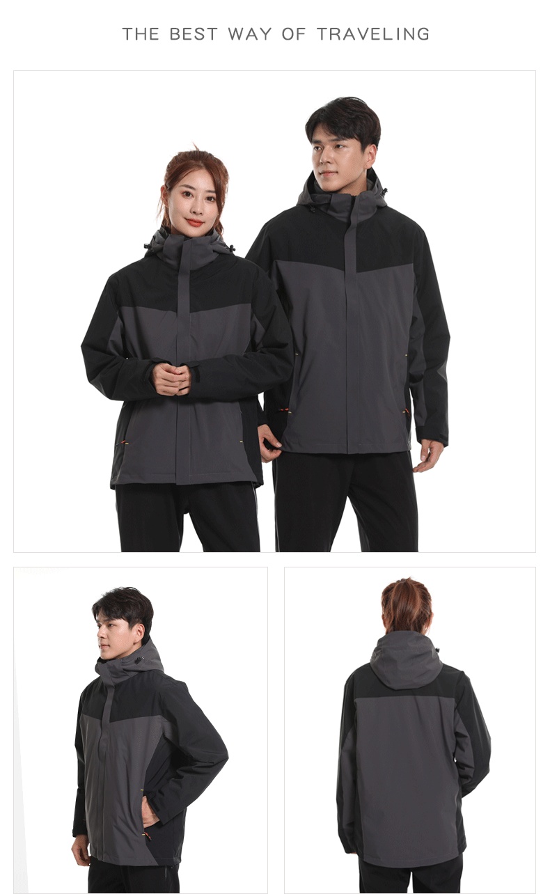 ActiveGo Outdoor Jacket 3-in-1 Set For Men And Women Detachable Windproof Waterproof Workwear Hiking Suit_voghion.com