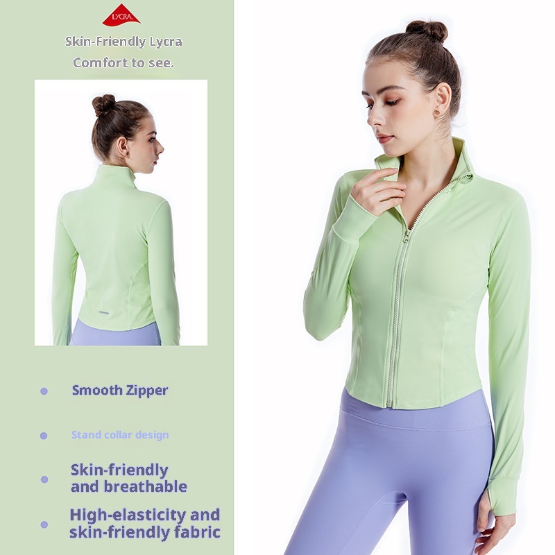ActiveGo Cross-Border New Fitness Clothing Autunno Inverno Donna Quick-Dry Stand Collar Zipper Shirt Outdoor Sports Jacket Plus_voghion.com