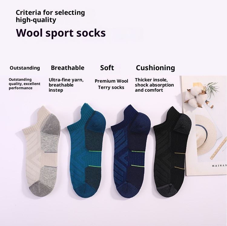 ActiveGo ActiveGo Men's And Women's Outdoor Sports Thickened Towel Bottom Short Tube Moisture-Wicking Hiking Merino Wool Running Socks_voghion.com