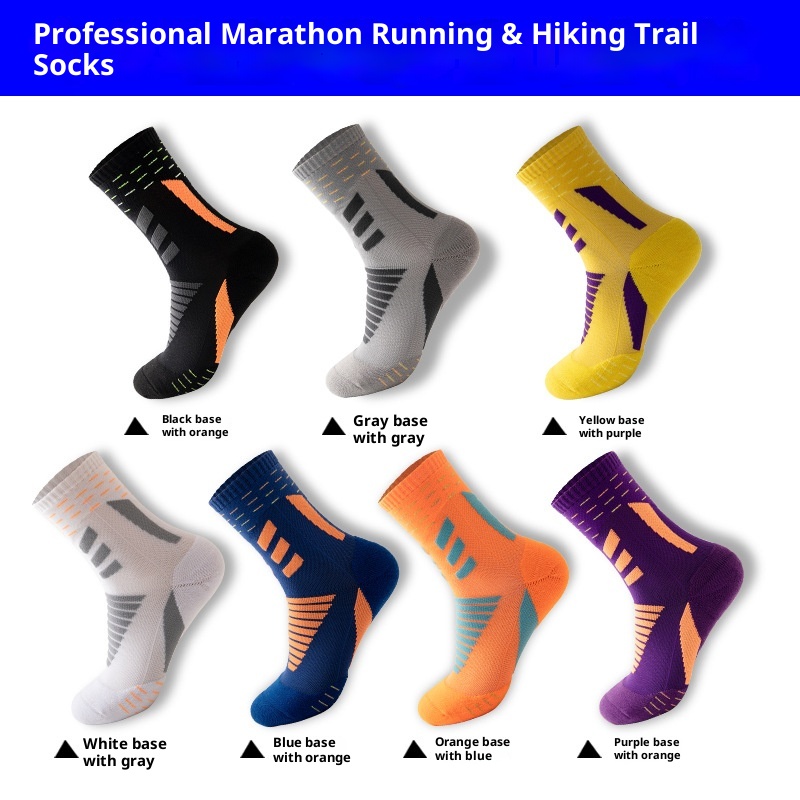 Chaussettes de sport ActiveGo ActiveGo Outdoor Marathon Running Hiking Sports Four Seasons Towel Bottom Thicked Unisex Wear-Resistant Non Slip Trekking Socks_voghion.com