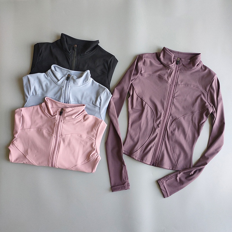 ActiveGo Yoga Abbigliamento Giacca con cerniera Manica lunga Outdoor Running Fitness Training Abbigliamento sportivo Asciugatura rapida Slim Fit Top dimagrante_voghion.com