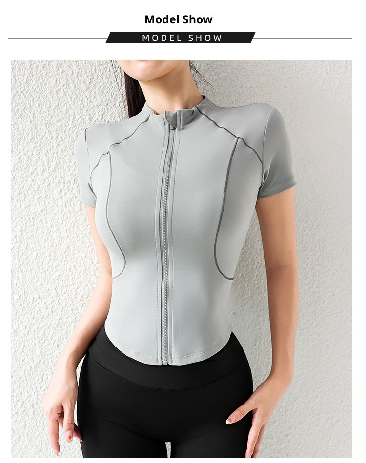 Camiseta de manga corta ActiveGo Summer Yoga, corte ajustado, ideal para fitness, running, ciclismo y entrenamiento al aire libre. Secado rápido._voghion.com