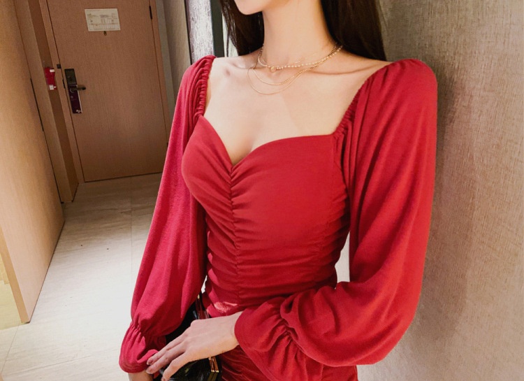 Robe mini moulante à épaules dénudées et froncée GraceChic, style coréen, idéale pour le printemps et les soirées mondaines._voghion.com