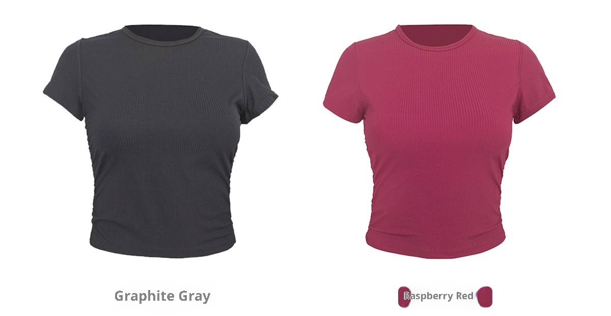 T-shirt de yoga ActiveGo Lu pour femme, séchage rapide, manches courtes, coupe ajustée, idéal pour le sport, le fitness et l'entraînement décontracté._voghion.com