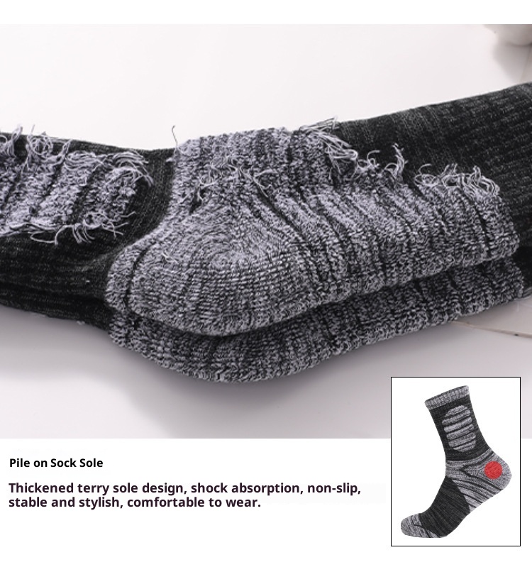 ActiveGo ActiveGo Two Wolves Outdoor Thickened Towel Bottom Autumn Winter Sweat-Absorbing Odor-Resistant Mid-Calf Sports Hiking Thermal_voghion.com